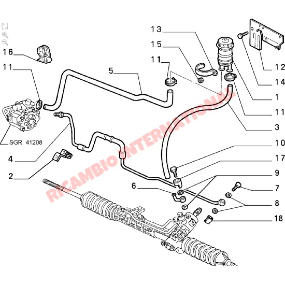 Power Steering Hose - Fiat Coupe - Steering - Shaft & Suspension