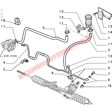Power Steering Hose - Fiat Coupe - Steering - Shaft & Suspension
