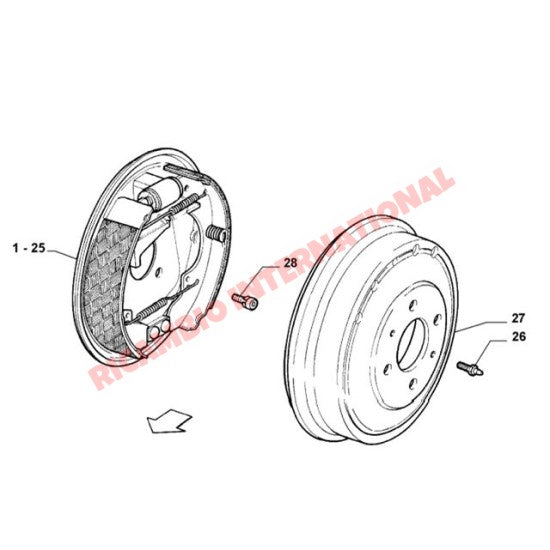 Rear Brake Drum - Fiat Punto MK1 & MK2,New 500,New Panda,Bravo,Brava,Tipo,Tempra - Brake Parts and Components