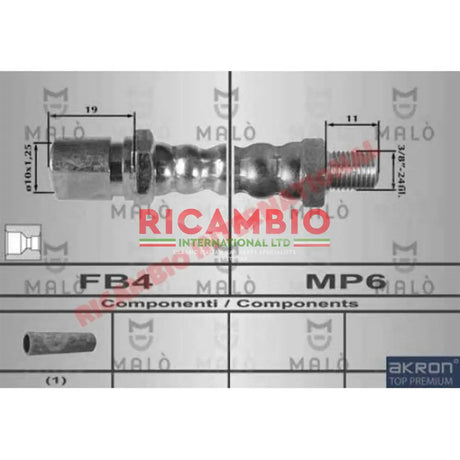 Rear Brake Hose - Fiat X19 - Brake Parts & Components