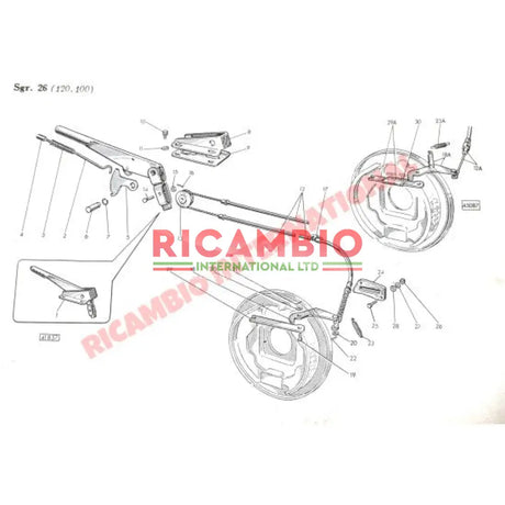 Rear Brake Lever Rubber Kit - Classic Fiat 500 - Brakes & Associated Items