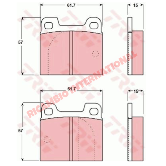 Rear Brake Pads - Ferrari 208/308,QV,Dino GT/GTS,GT4 Mondial 8,QV Lamborghini Countach LP400/500,S,QV,5.2 Jalpa