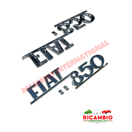 Rear Chrome Badge & Clips - Fiat 850 - Badge - Grille & Emblem