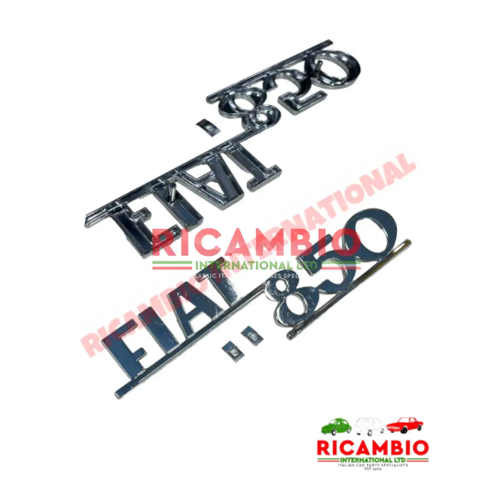 Rear Chrome Badge & Clips - Fiat 850 - Badge - Grille & Emblem