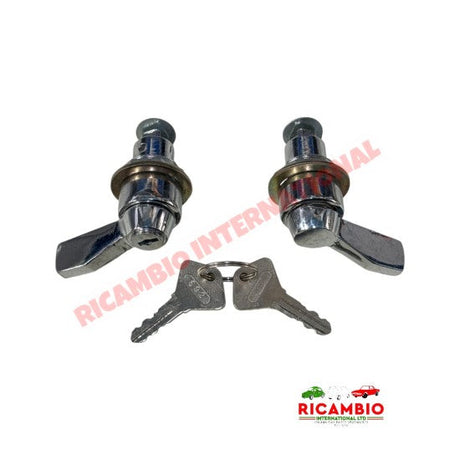 Rear Engine Lid Chrome Lock Kit - Autobianchi Bianchina Berlina - Handles - Locks and Catches