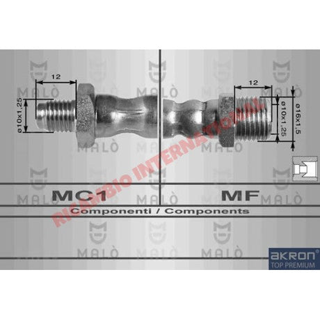 Rear Flexible Brake Hose (450mm) - Lancia Fulvia S1 - Lancia Fulvia Brake Part & Components