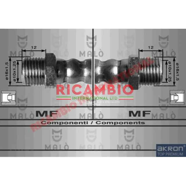 Rear Flexible Brake Hose - Fiat 600 - Brake Parts and Components