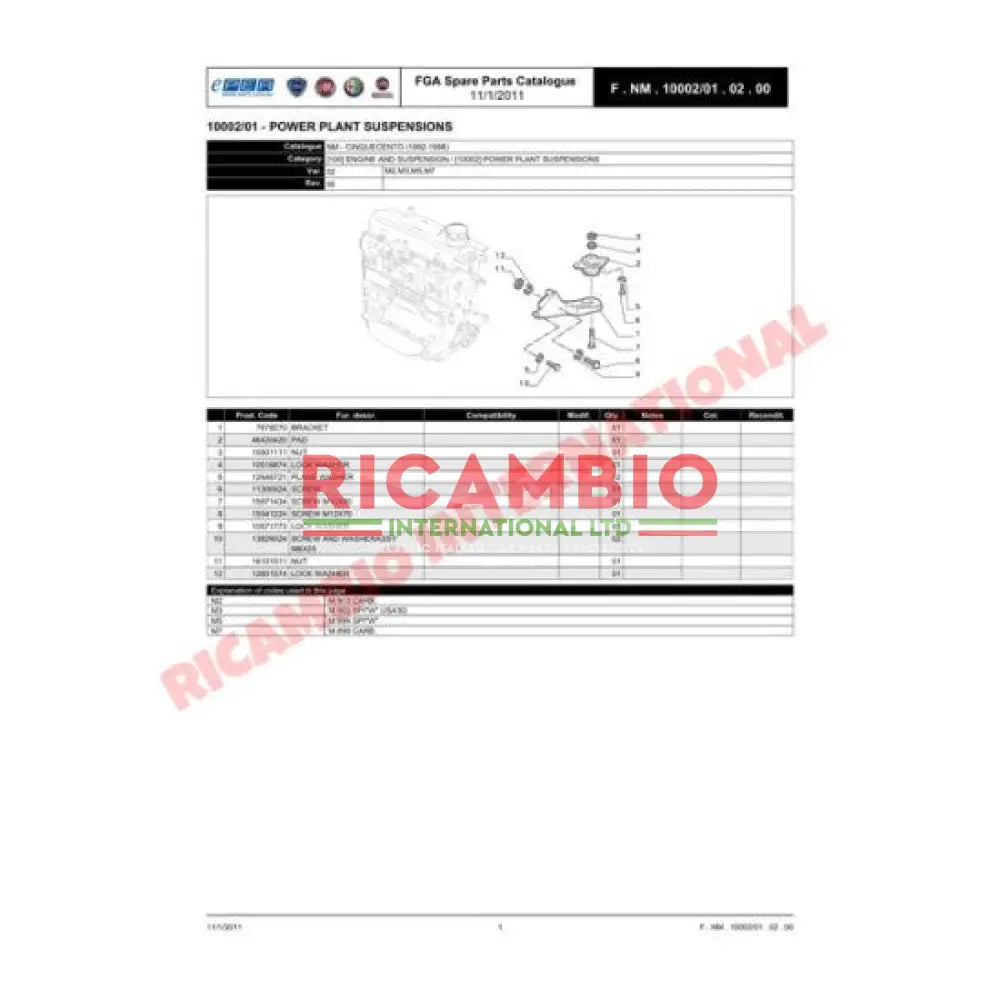 Rear Gearbox Mount/Mounting - Fiat Cinquecento - Engine Parts