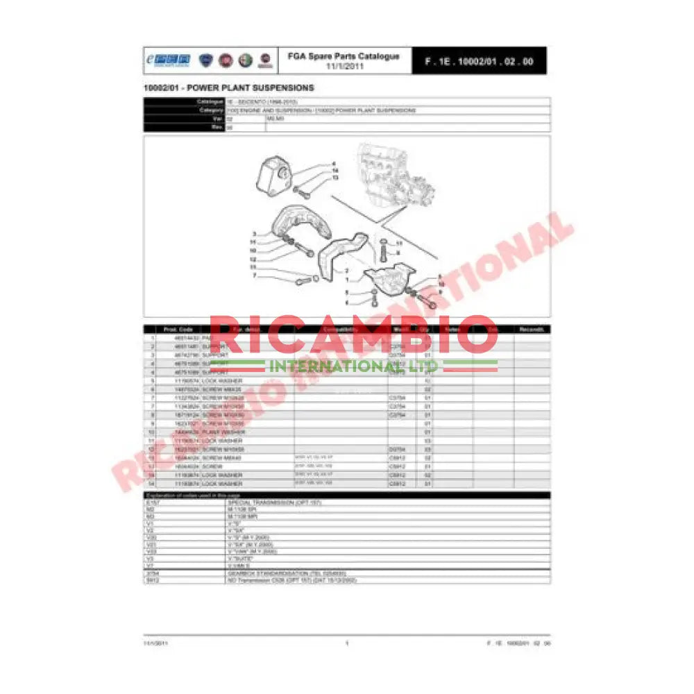 Rear Gearbox Mount/Mounting - Fiat Seicento - Engine Parts