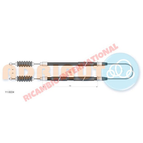 Rear Handbrake Cable - Fiat 124 Saloon - Brake Parts & Components