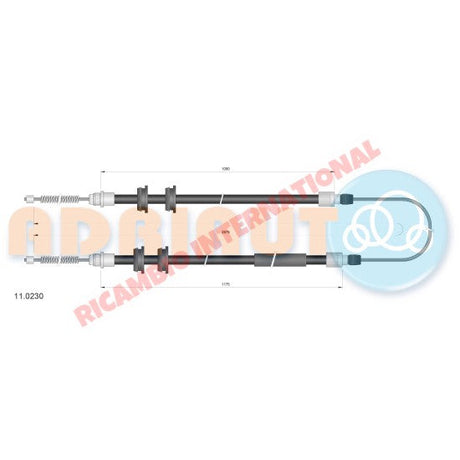 Rear Handbrake Cable - Fiat 131 all models - Brake Parts & Components