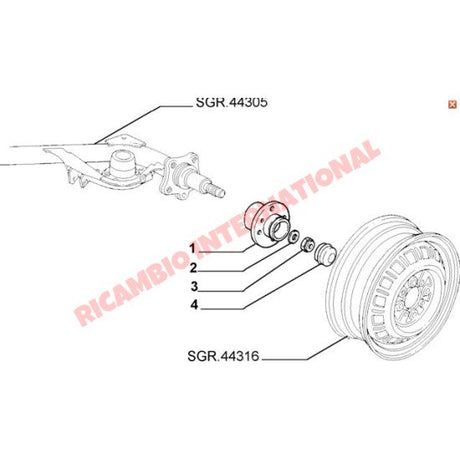Rear Hub & Bearing Complete - Classic Fiat Panda,Cinquecento,Seicento,Uno,Tipo,Tempra,127,128,Strada,Ritmo - Suspension