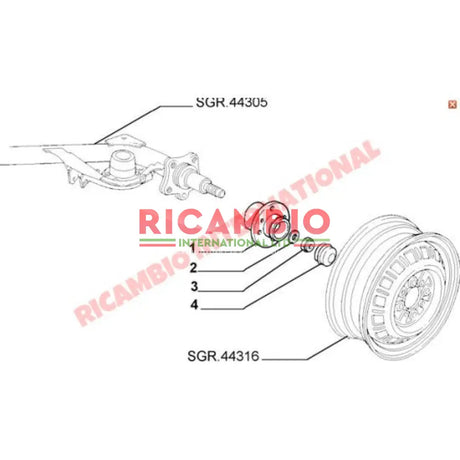 Rear Hub & Bearing Complete - Classic Fiat Panda,Cinquecento,Seicento,Uno,Tipo,Tempra,127,128,Strada,Ritmo - Suspension