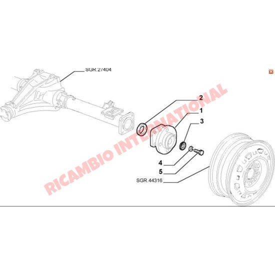 Rear Hub & Bearing Complete - Classic Fiat Panda - Suspension and Related Parts