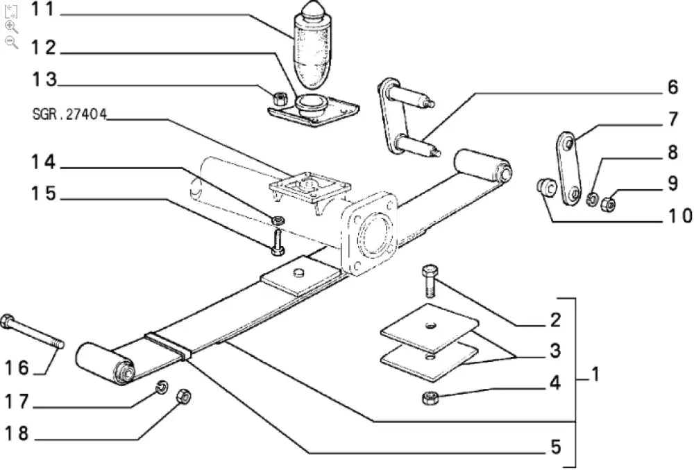 Rear Leaf Spring Bolt & Nut - Classic Fiat Panda