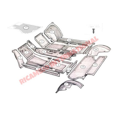 Rear Luggage Shelf Rubber Mat - Fiat 600 - Interior Parts
