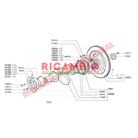 Rear Main Bearing ( + /- 0.20 size) - Classic Fiat 500 126 - Mechanical & Engine Parts