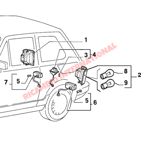 Rear Number Plate Lamp - Fiat 126 - Lights - Lamps & Lenses