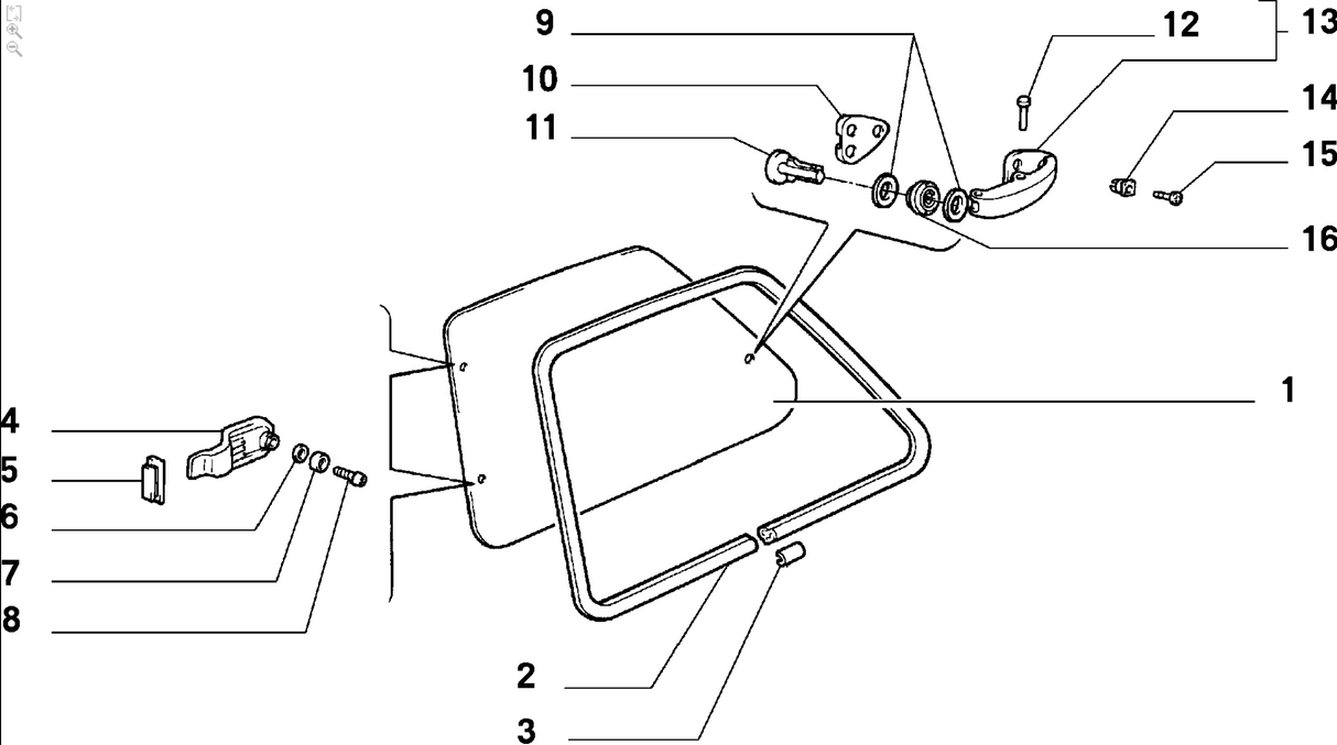 Rear Opening Side Window Hinge Trim - Classic Fiat Panda,126,Uno,Y10 - trim clip