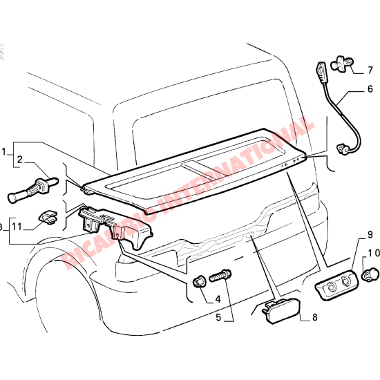 Rear Parcel Shelf & Straps - Fiat Cinquecento Seicento - Accessories