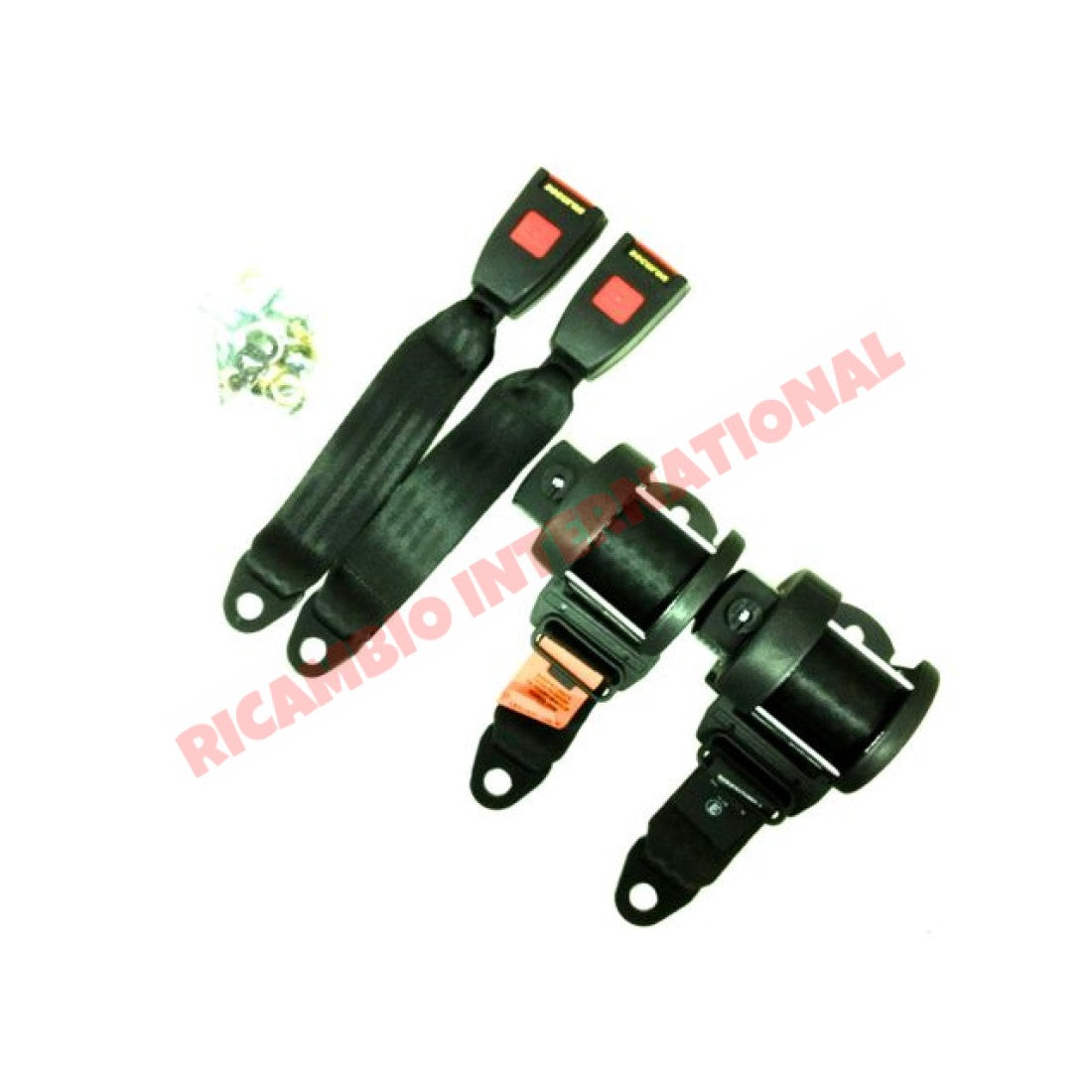 Rear Seat Belt Kit Automatic Inertia (BLACK) - Classic Fiat Panda - Accessories & Interior Parts
