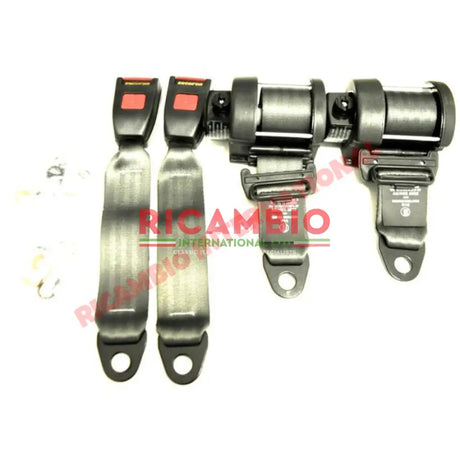 Rear Seat Belt Kit Automatic Inertia (GREY) - Classic Fiat 500 126 600 850 900 - Classic Fiat 500 Parts & Spares