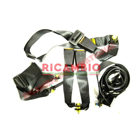 Rear Seat Belt Kit Static (BLACK) - Classic Fiat 500 126 600 850 900 - Classic Fiat 500 Parts & Spares
