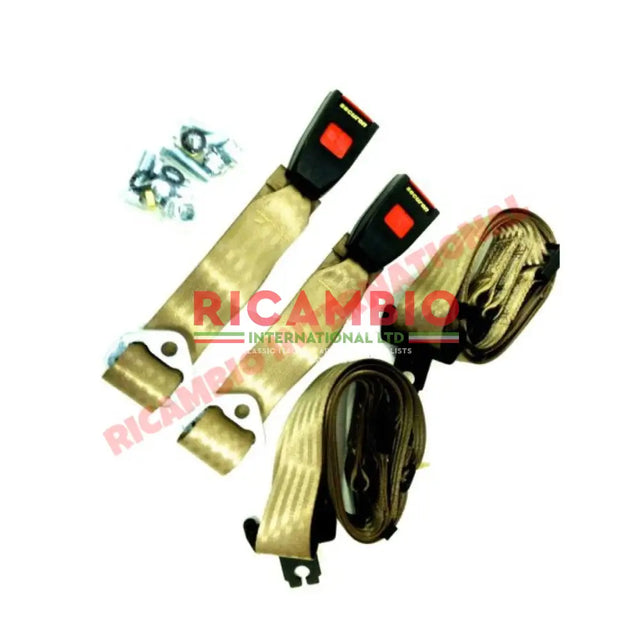 Rear Seat Belt Kit Static (COFFEE CREAM) - Classic Fiat 500 126 600 850 900 - Classic Fiat 500 Parts & Spares