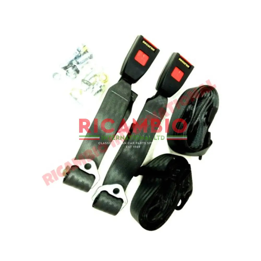Rear Seat Belt Kit Static (GREY) - Classic Fiat 500 126 600 850 900 - Classic Fiat 500 Parts & Spares