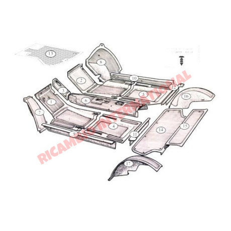 Rear Seat Rubber Mat & Plugs - Fiat 600 - Interior Parts