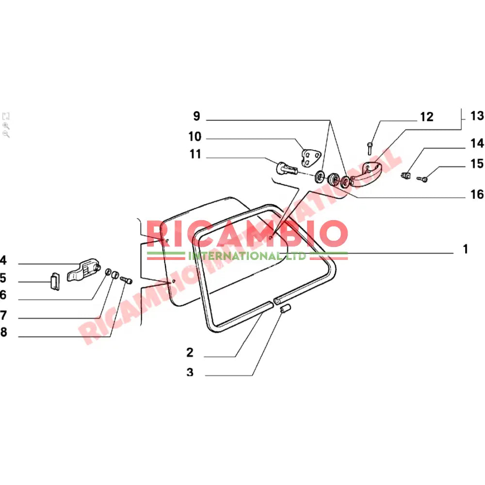 Rear Side Window Hinge Gasket - Fiat 126 - Handles - Locks and Catches