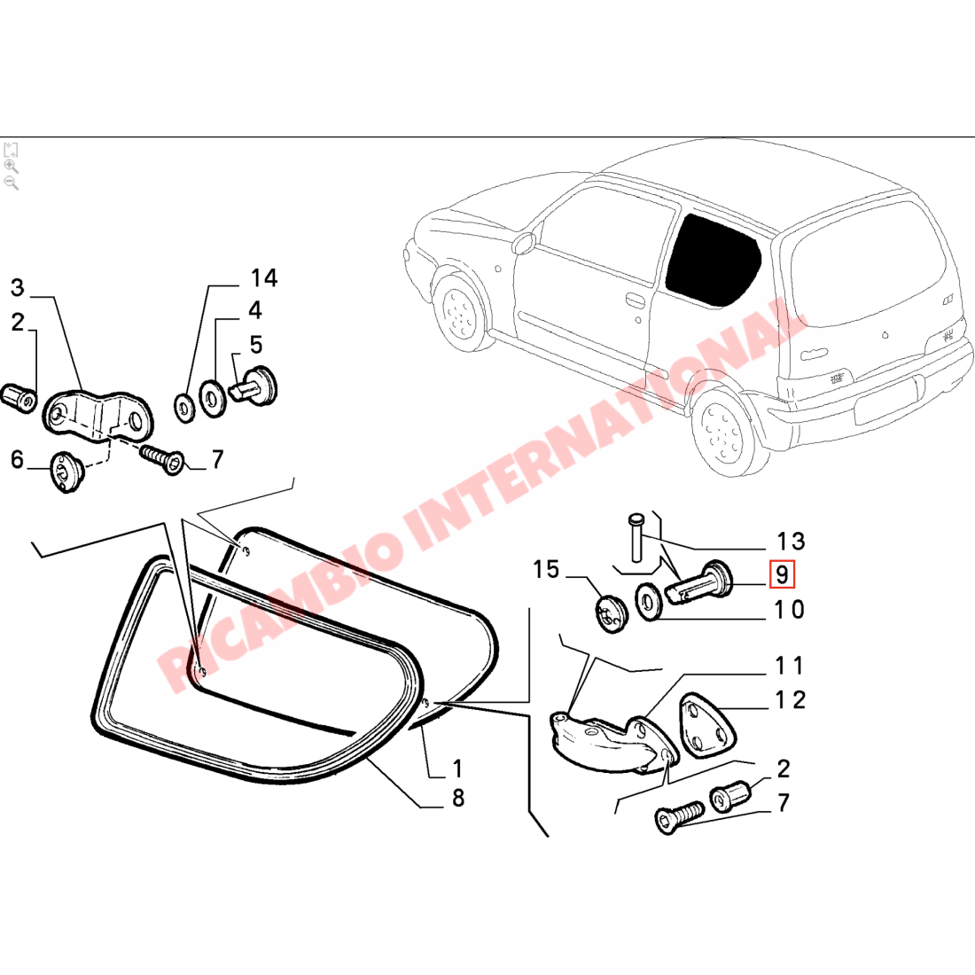 Rear Side Window Hinge Pin - Fiat 126 Seicento