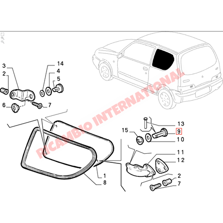Rear Side Window Hinge Pin - Fiat 126 Seicento