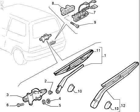Rear Wiper Tailgate Contact - Fiat Cinquecento