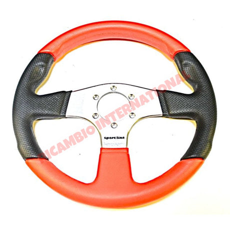 Red & Black Sports Steering Wheel - Classic Fiat 500 126 600 850 plus many more - Steering