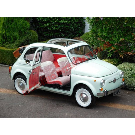 Red Cloth & Vinyl Seat Covers Set - Classic Fiat 500 - Seat Covers - Padding and Seat Spring