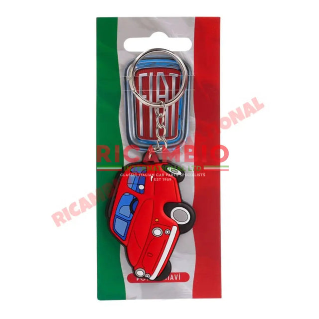 Red Fiat 500 PVC Keyring - Gifts - Confectionary - Furniture and Novelty Items