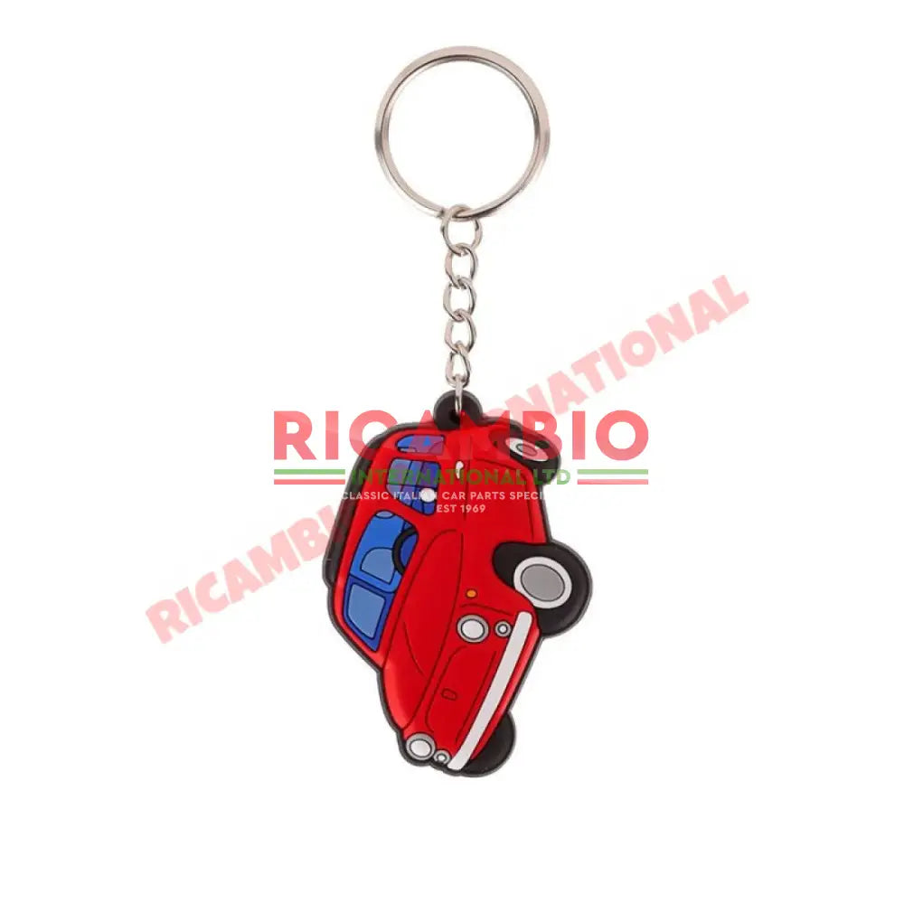 Red Fiat 500 PVC Keyring - Gifts - Confectionary - Furniture and Novelty Items