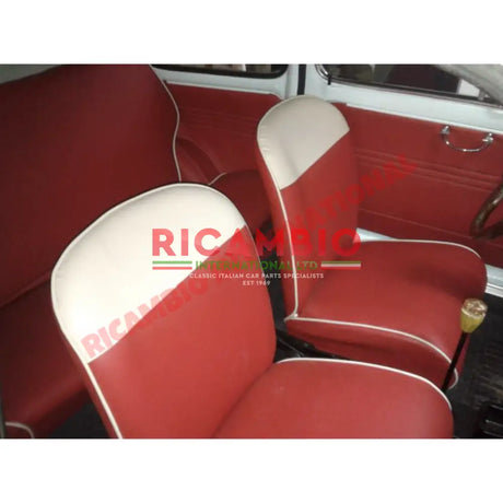 Red & Ivory Seat Covers Set - Classic Fiat 500 Giardiniera - Fiat 500 Giardiniera Seat Covers