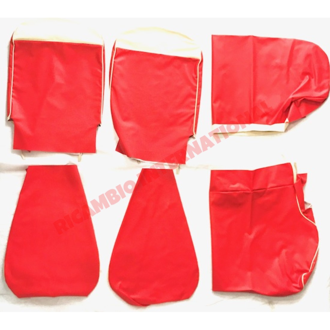 Red & Ivory Seat Covers Set - Fiat 600D - Interior Parts