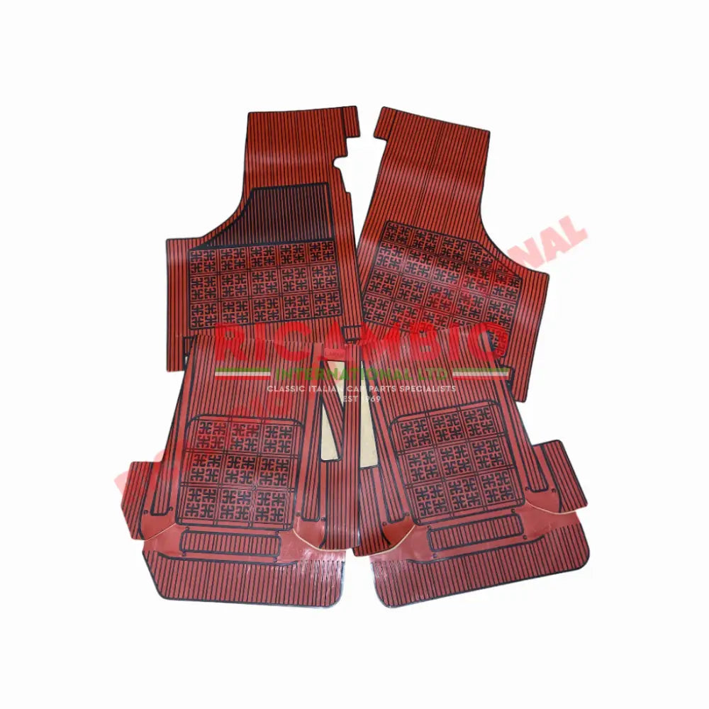Red Rubber Mat Set (Best Quality) (4 piece) - Classic Fiat 500 - Rubber Mats