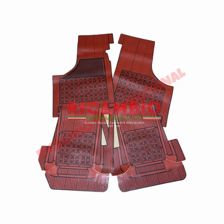 Red Rubber Mat Set (Best Quality) (4 piece) - Classic Fiat 500 - Rubber Mats