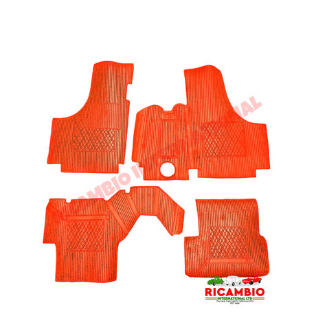 Red Rubber Mat Set (Budget) (4 piece) - Classic Fiat 500 N/D/F/L/R - Rubber Mats