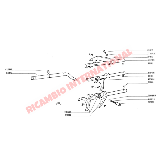 Reverse Gear Shaft - Classic Fiat 500 126 - Gearbox and Parts