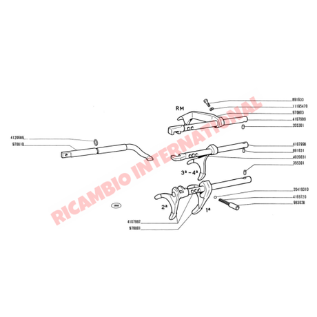 Reverse Gear Shaft - Classic Fiat 500 126 - Gearbox and Parts