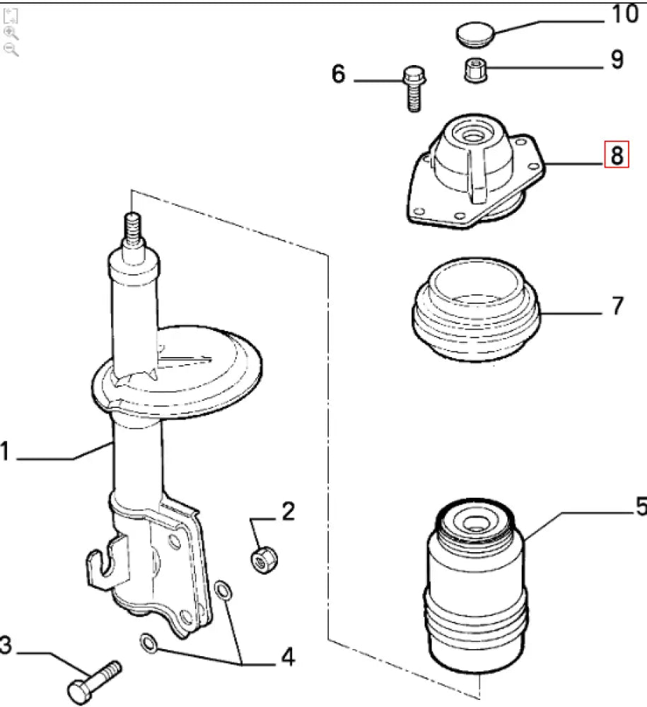 Right Hand Front Top Strut Mount Kit - Fiat Coupe Lancia Delta