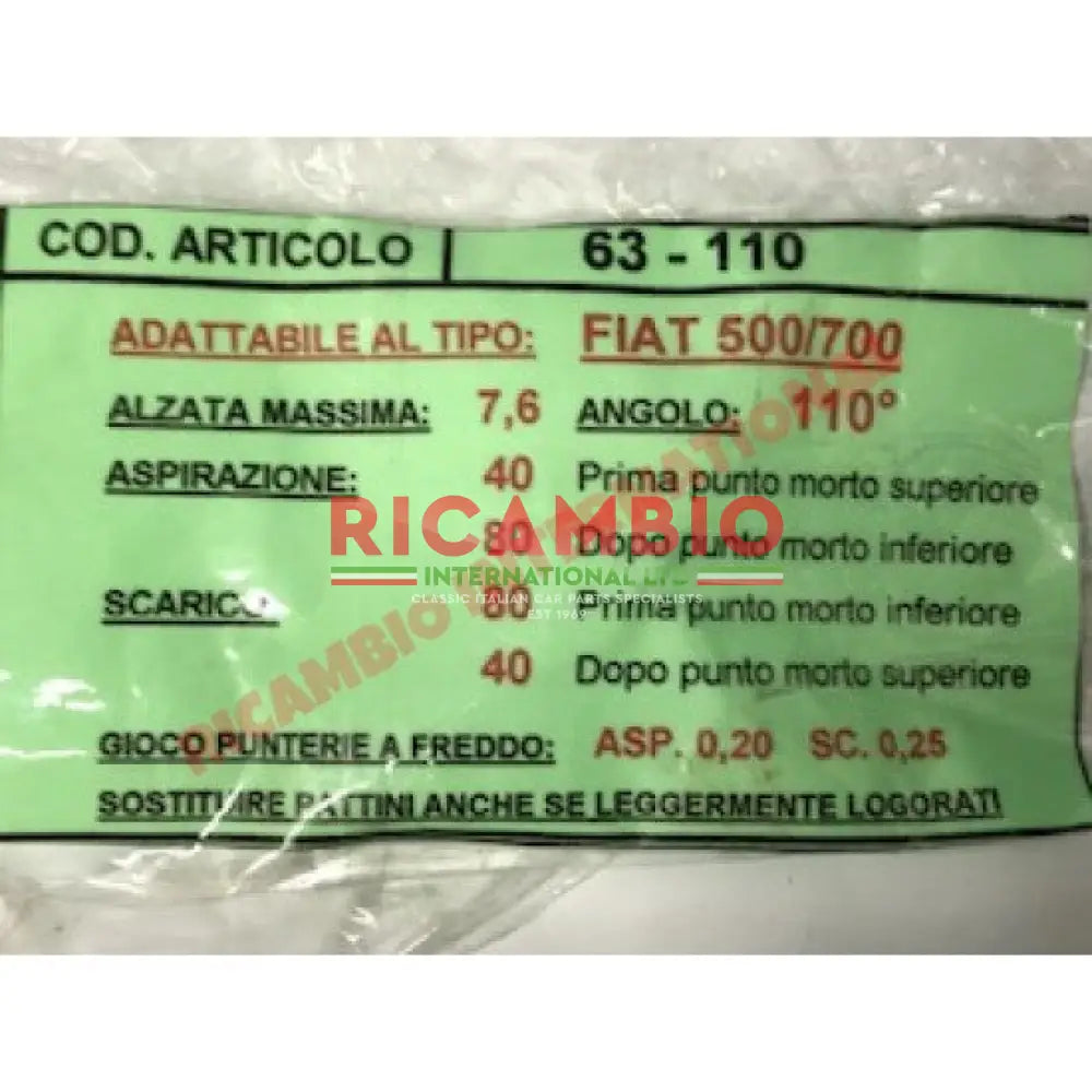 Road Race Camshaft (80/40) - Classic Fiat 500 126 - Classic Fiat 500 Parts & Spares