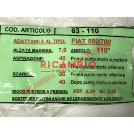 Road Race Camshaft (80/40) - Classic Fiat 500 126 - Classic Fiat 500 Parts & Spares