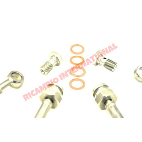 Rosso Red Teflon Brake Hose Kit - Classic Fiat 500 126 - Uprated Brake Parts