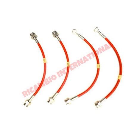 Rosso Red Teflon Brake Hose Kit - Classic Fiat 500 126 - Uprated Brake Parts